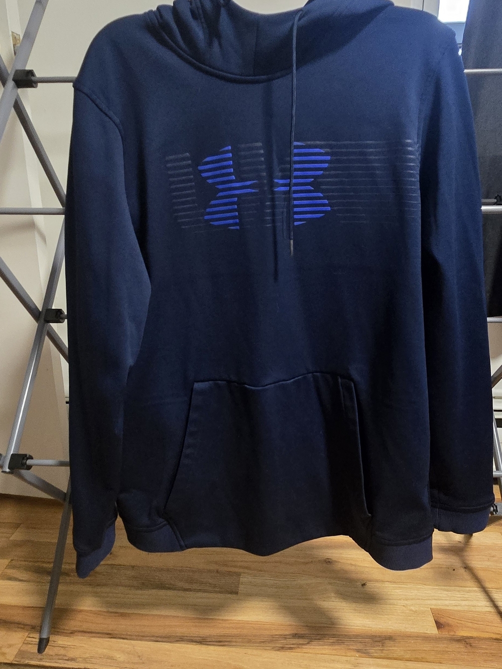 Under Armour Navy Pullover Hoodie with Blue Logo